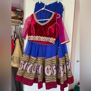 Blue and pink lehengas choli
